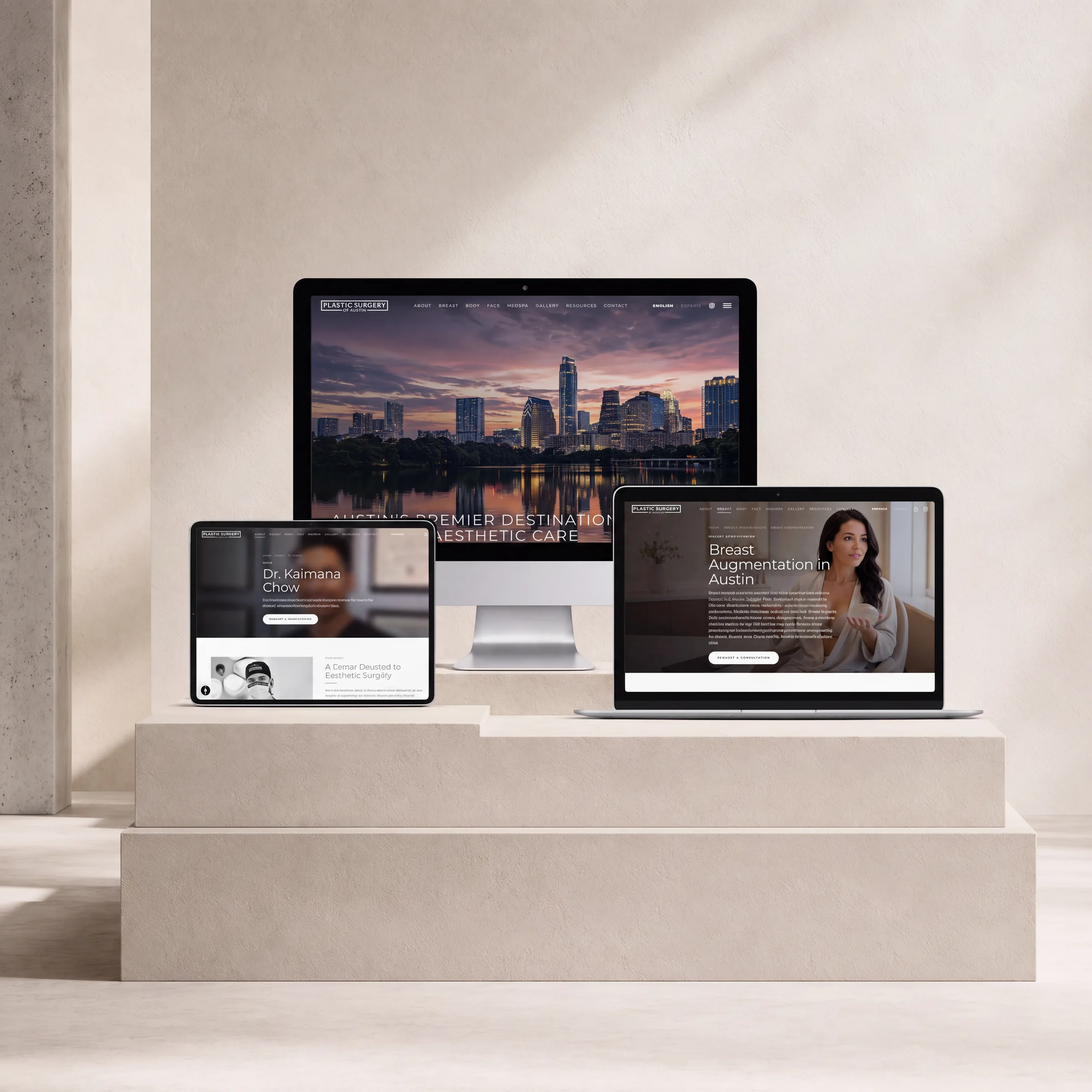 Plastic Surgery of Austin website design preview
